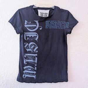 Harajuku Lovers Vintage Y2K Music Graphic T-shirt M RARE Navy Blue